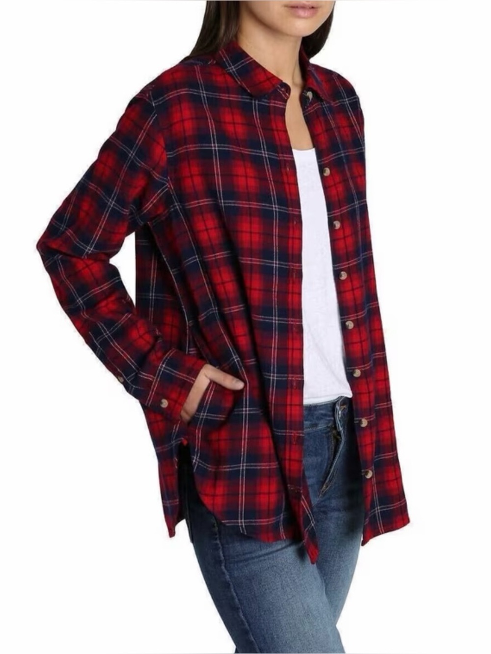 NWOT Jach’s Girlfriend New York “Cozy🥰Red❤️White🤍Navy💙Plaid w/Pockets🤗” Sz XL